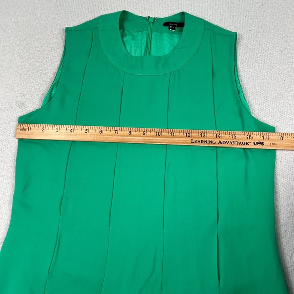 Raoul 100% Silk Shift Dress Womens 8 Pleated Sleeveless Belted Kelly Green - Picture 4 of 8